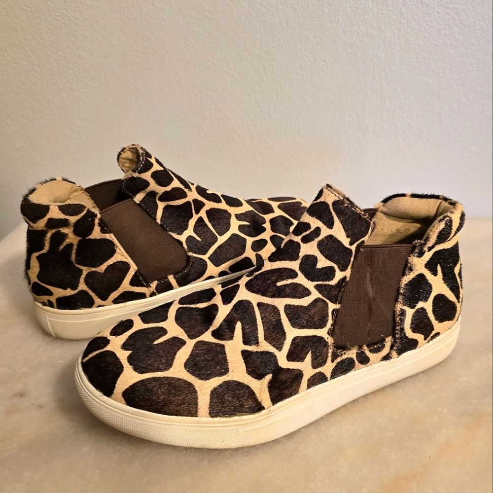 Coconuts Matisse Harlan Giraffe Print Calf hair leather High Top Sneaker Booties